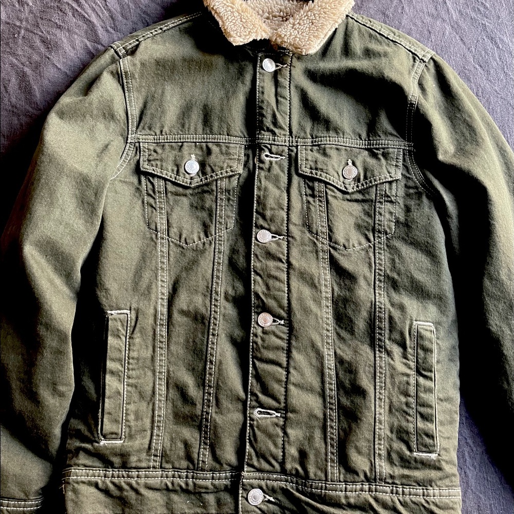 Zara Denim Sherpa Jacket